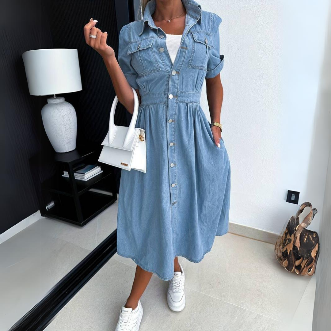 Johanna – Denim Midi Dress - E-moda