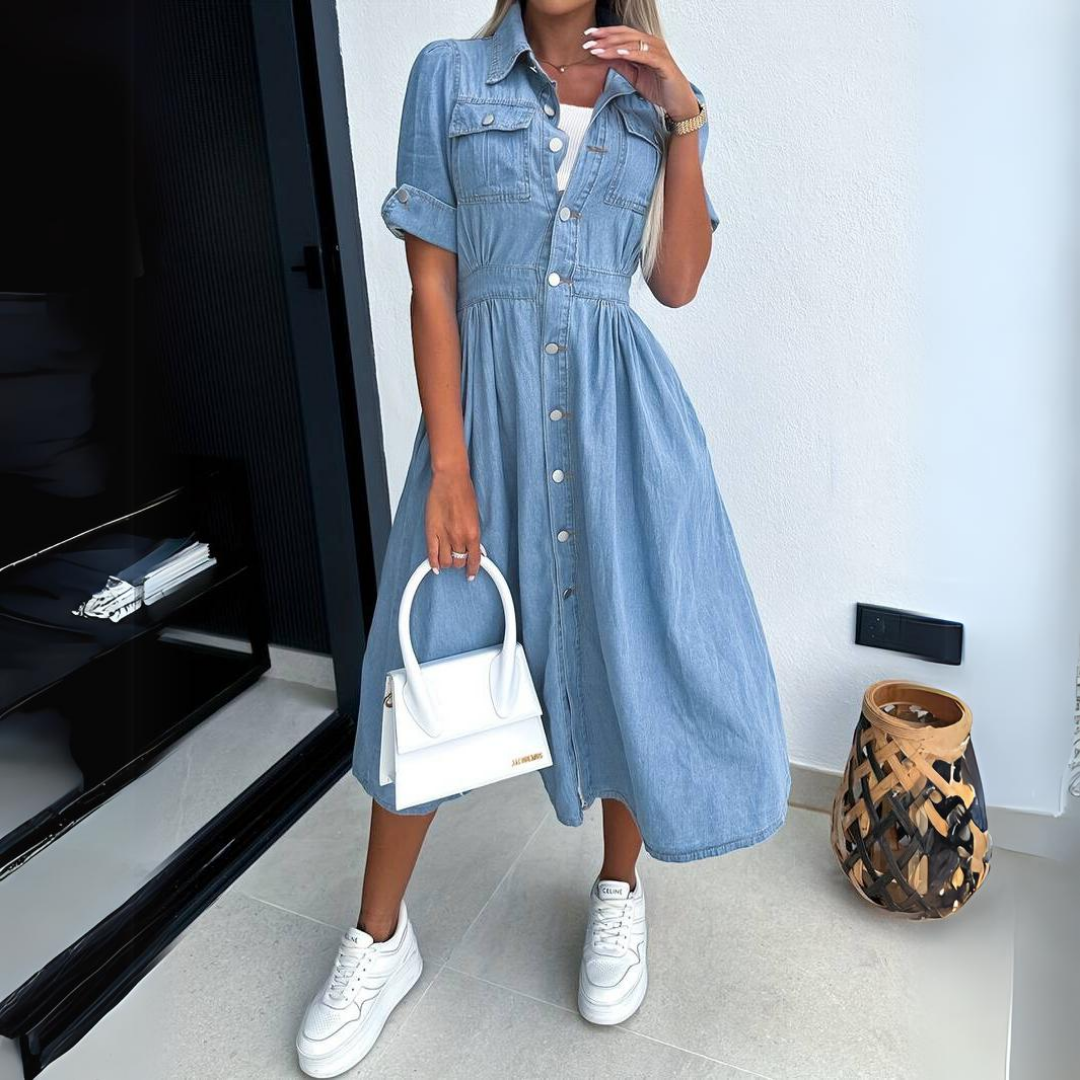 Johanna – Denim Midi Dress - E-moda