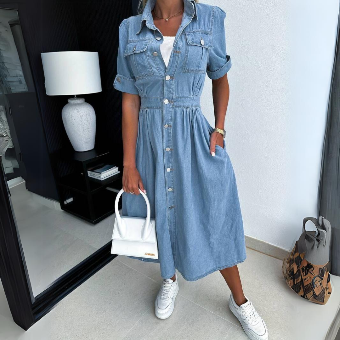 Johanna – Denim Midi Dress - E-moda