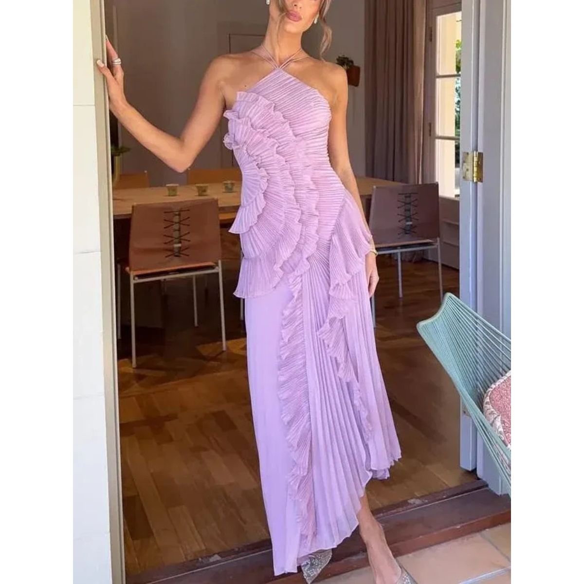 Elaya - Vestido largo con volantes
