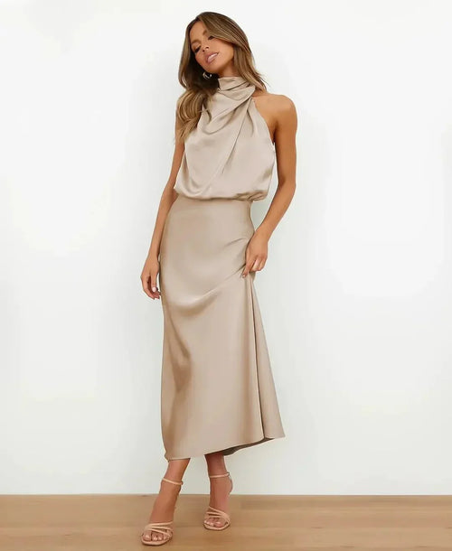 Vivienne Waistline Midi Dress - E - moda